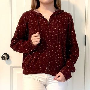 Forever 21 Floral Zip Up Hoodie